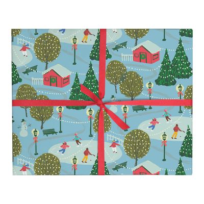 Ice Skating Gift Wrap Roll - 3 sheets