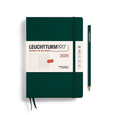 2025 A5 Weekly Planner &amp; Notebook Forest Green
