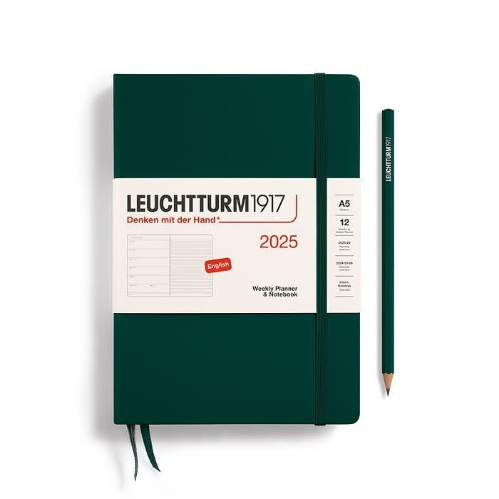 2025 A5 Weekly Planner &amp; Notebook Forest Green