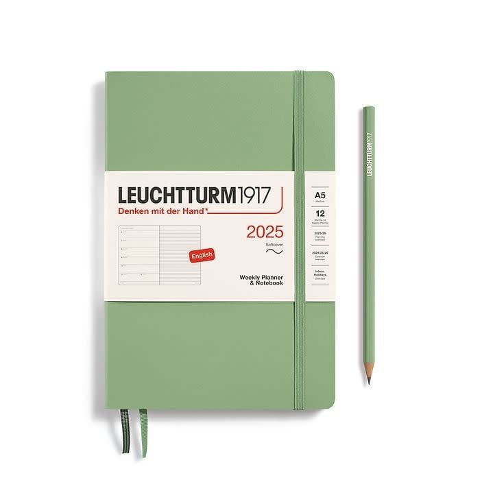 Leuchtturm 2025 A5 Softcover Weekly Planner &amp; Notebook Sage