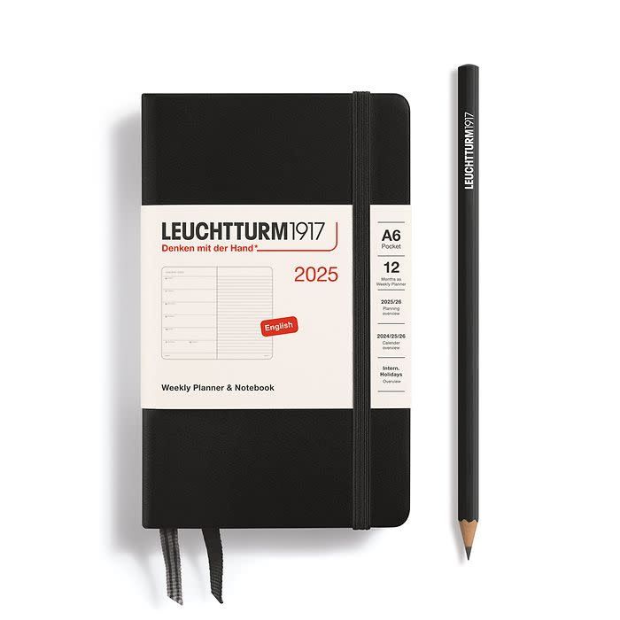 2025 A6 Pocket Weekly Planner &amp; Notebook Black