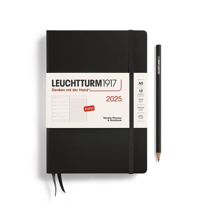 2025 A5 Weekly Planner &amp; Notebook Black