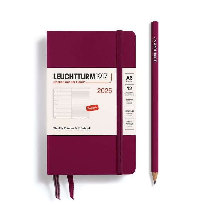 2025 A6 Softcover Pocket Weekly Planner &amp; Ntbk Port Red
