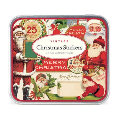 Tin of Vintage Holiday Stickers