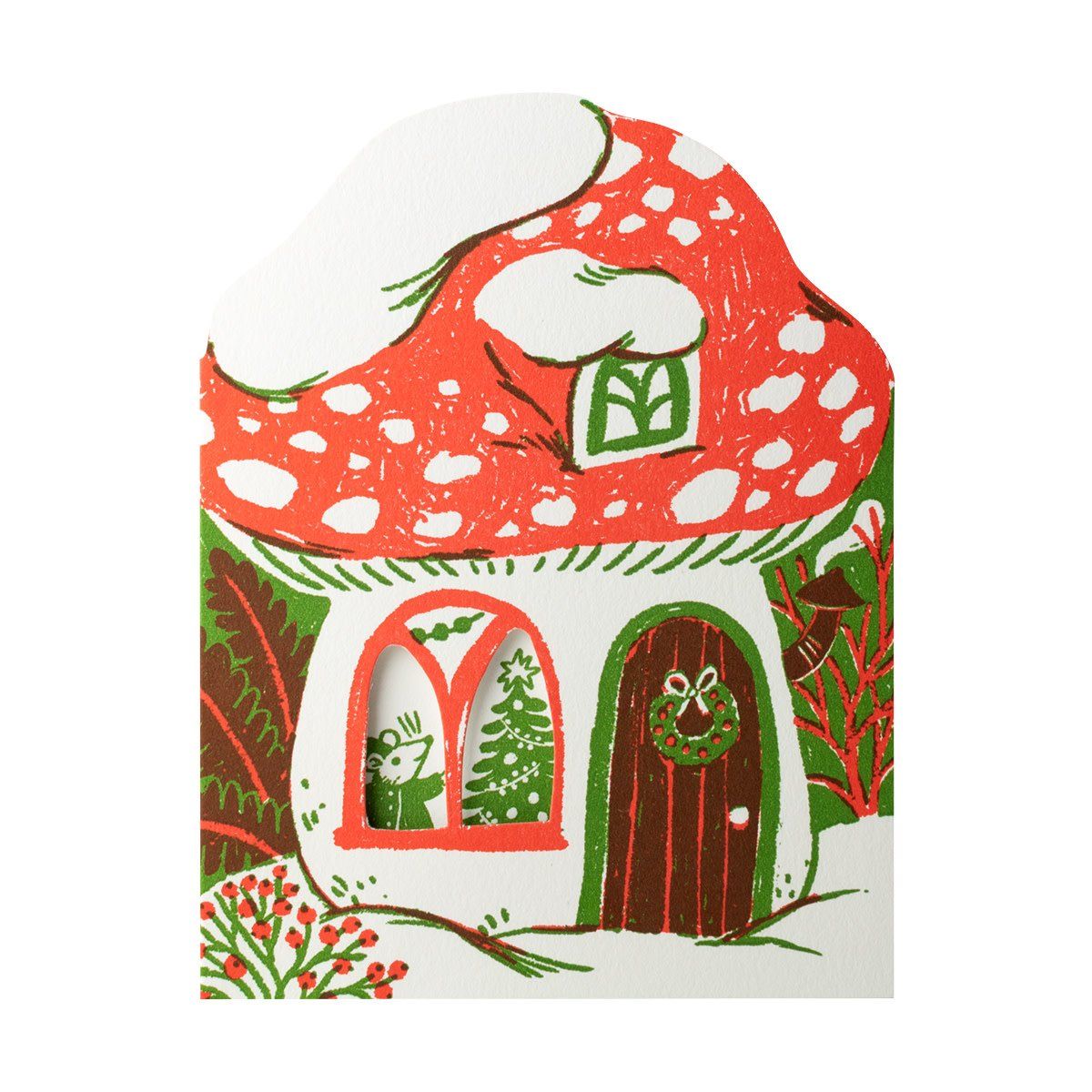 Merry Mushroom House Letterpress Card