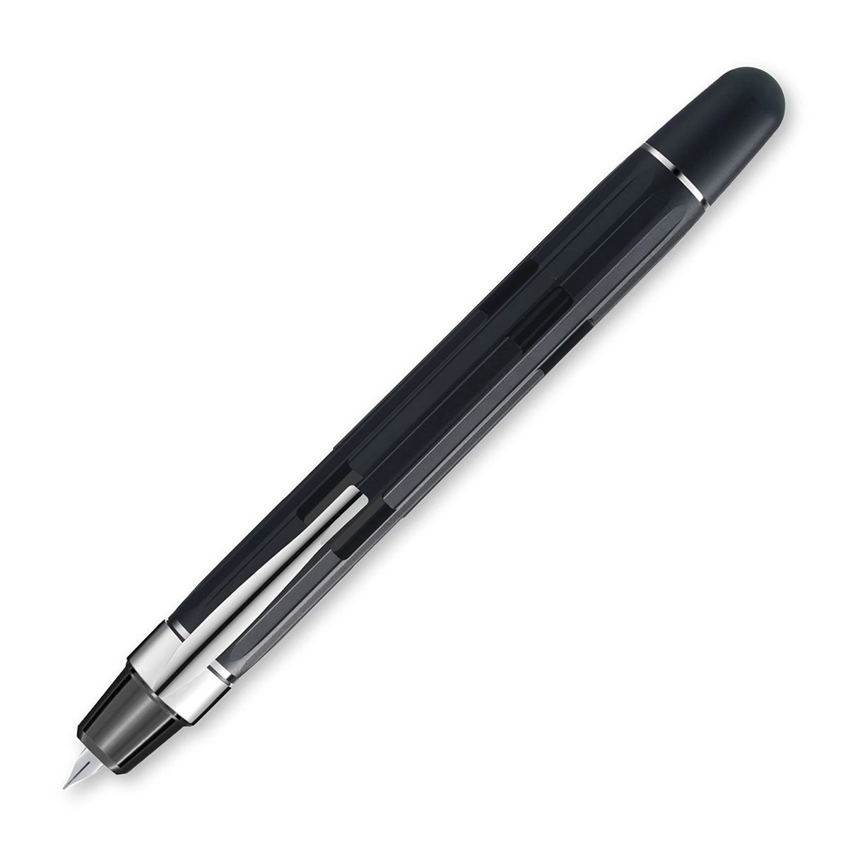 Nahvalur Eclipse Black &amp; Silver Fountain Pen