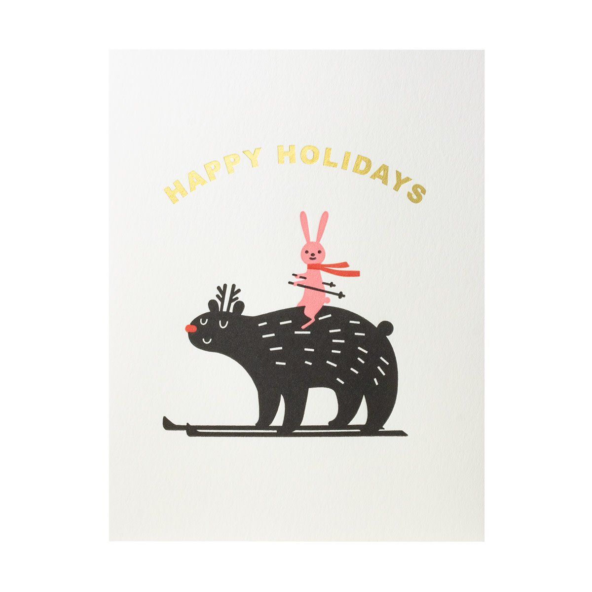Happy Holidays Bear Bunny Ski
