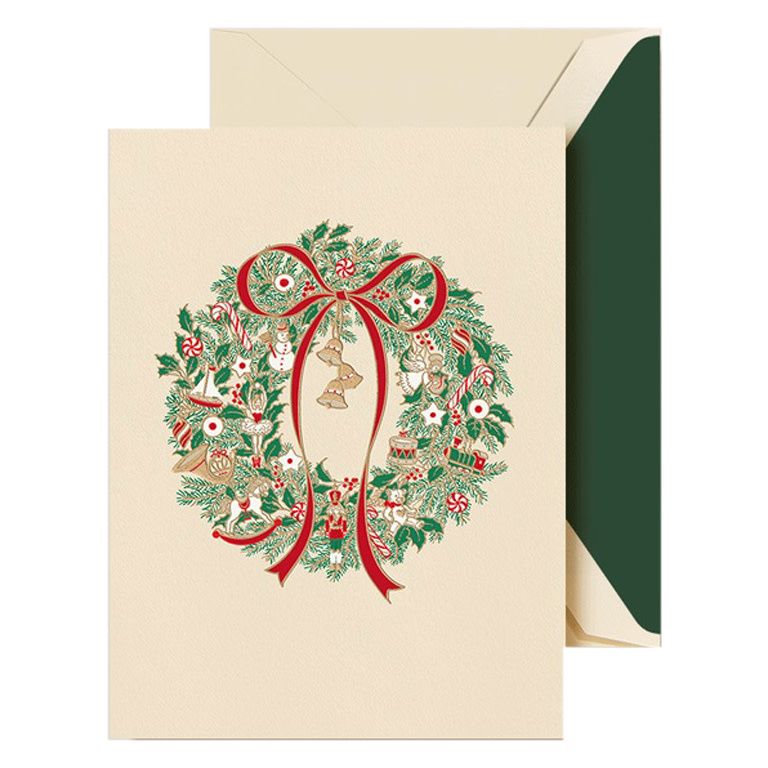 Christmas Morning Wreath Cards Box of 10