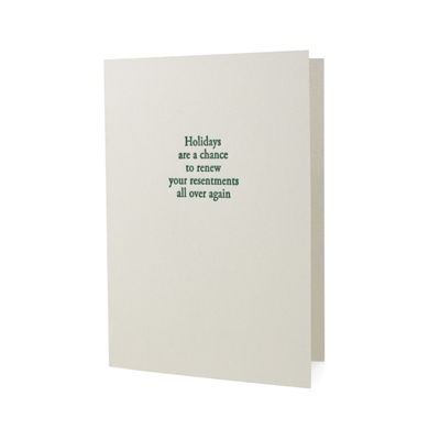 Holiday Resentments Letterpress Card, Size: Single