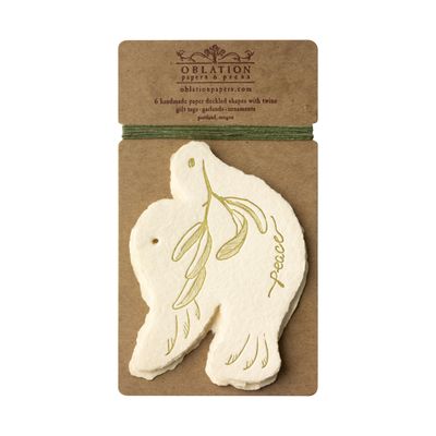 Peace Cream Dove Letterpress Gift Tags - Pack of 6