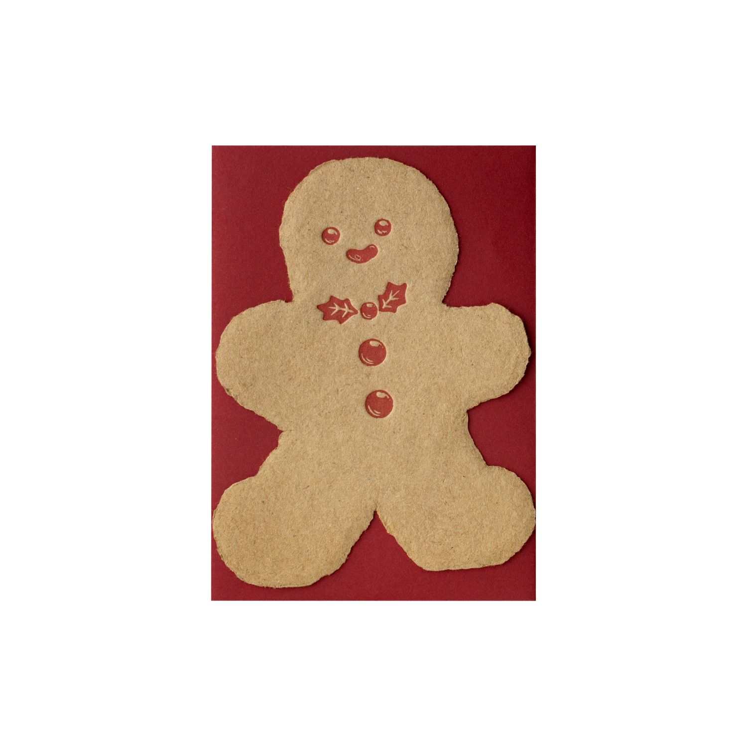 Gingerbread Man Letterpress Note Card, Size: Single