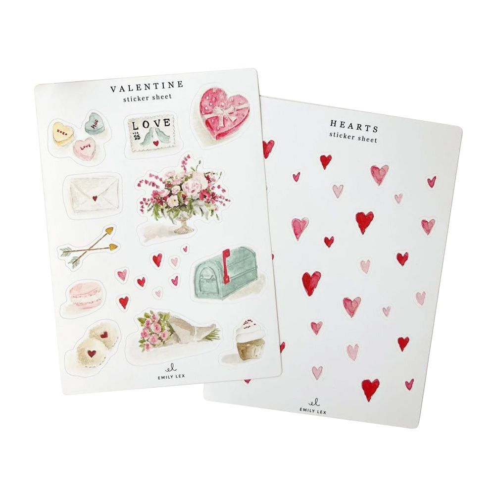 Valentine Sticker Sheets Set of 2