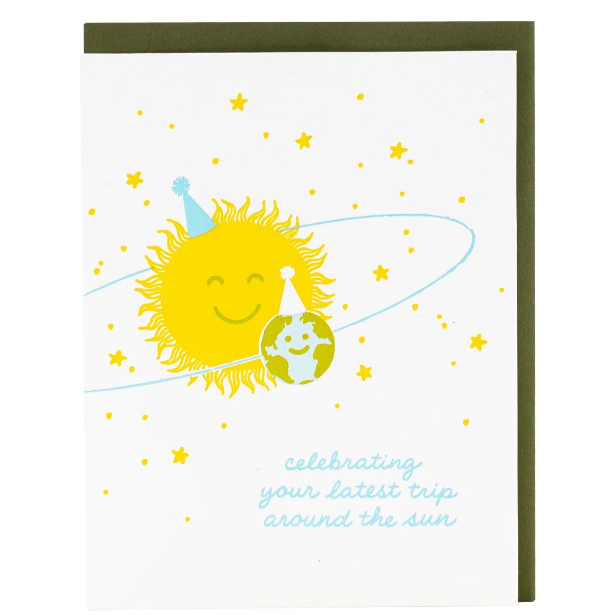 Orbiting Birthday Letterpress Card