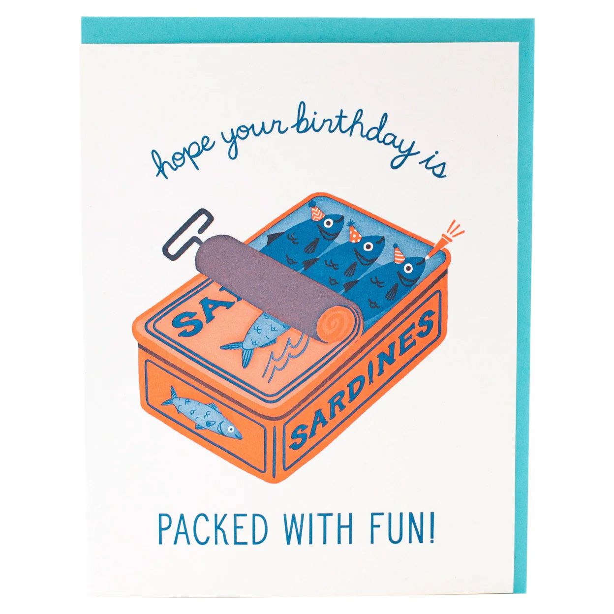 Sardines Birthday Letterpress Card