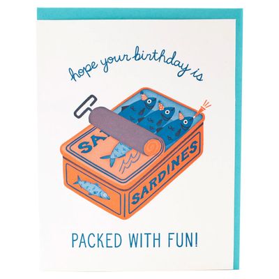 Sardines Birthday Letterpress Card