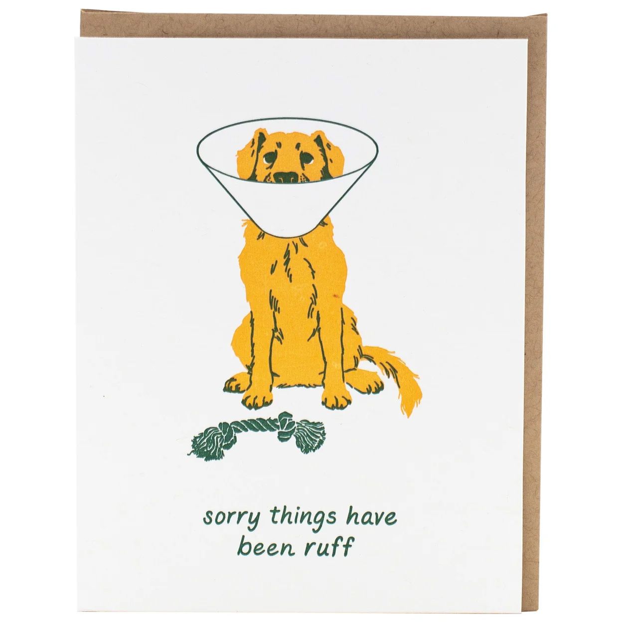 Dog with Cone Letterpress Card