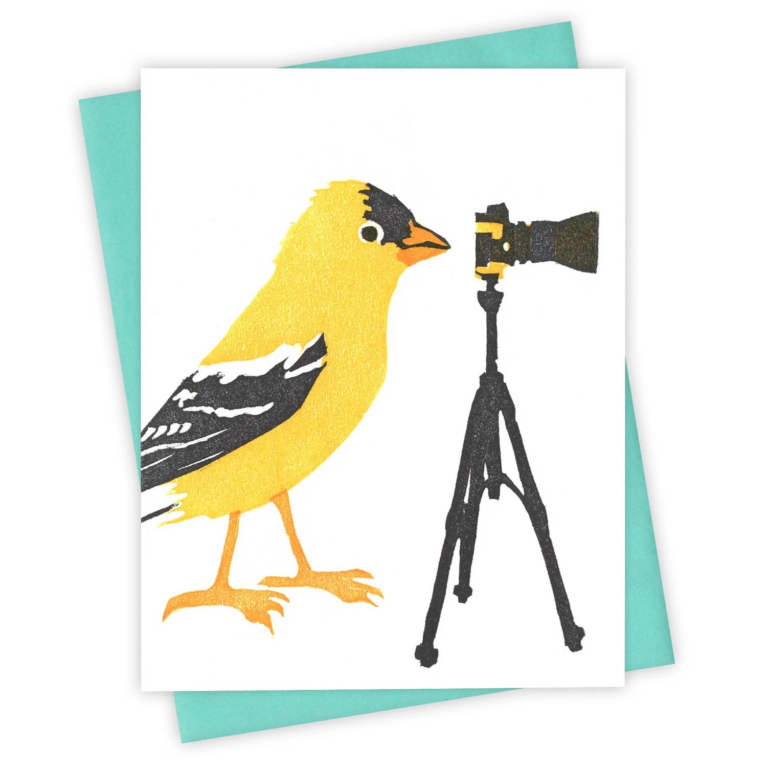 Watch the Birdie Goldfinch Letterpress Card