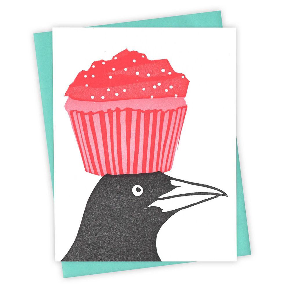 Cupcake Grackle Letterpress Card