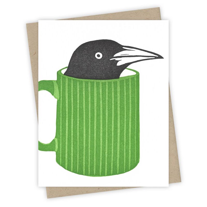 Caffeinated Grackle Letterpress Card