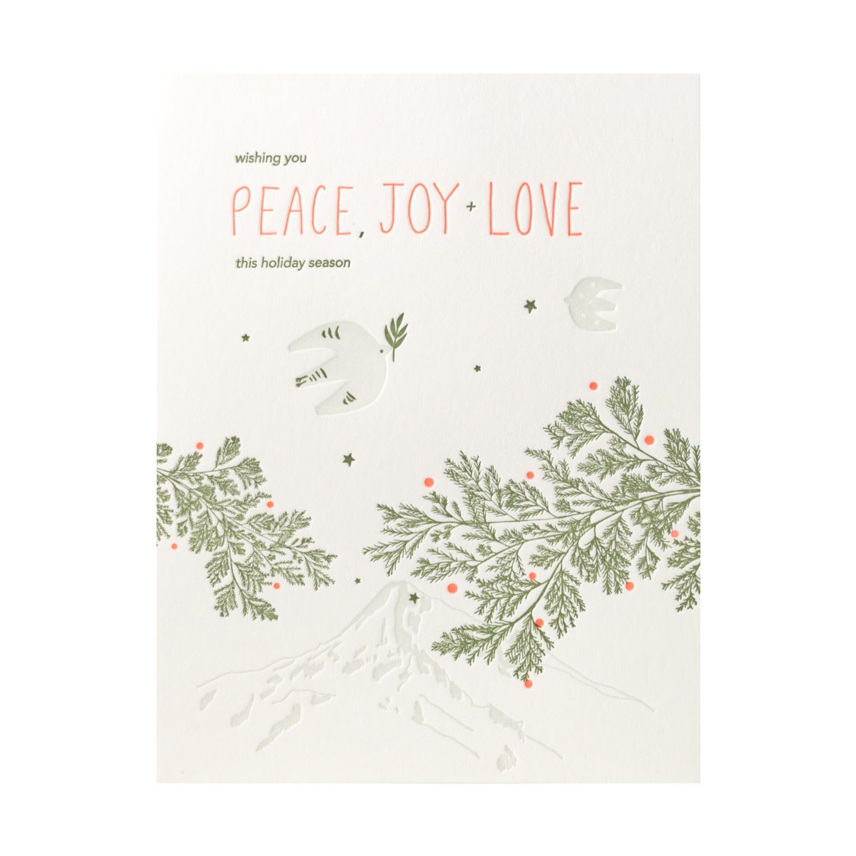Peace Joy Love Doves Letterpress Cards Box of 6
