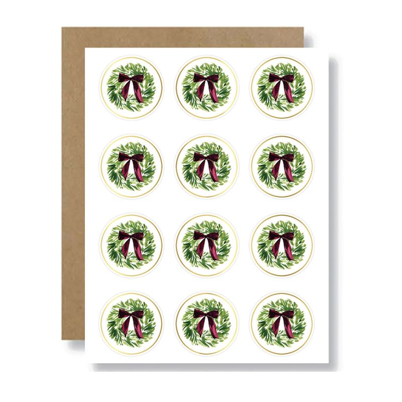 Holiday Bow Wreath Stickers