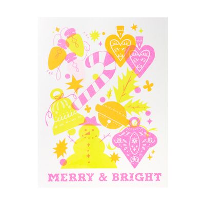Merry and Bright Risograph Holiday Card