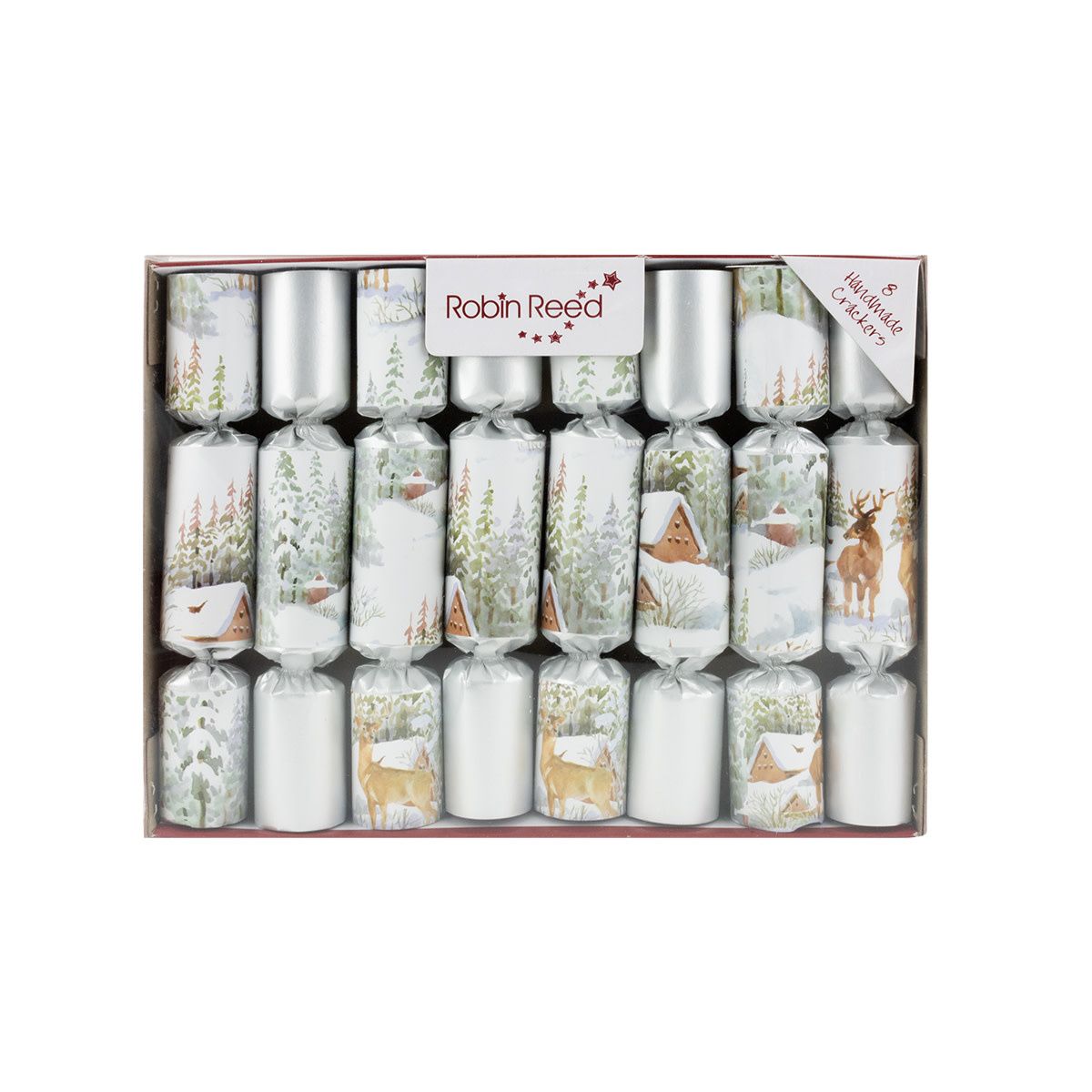 Silver Deer Christmas Party Crackers
