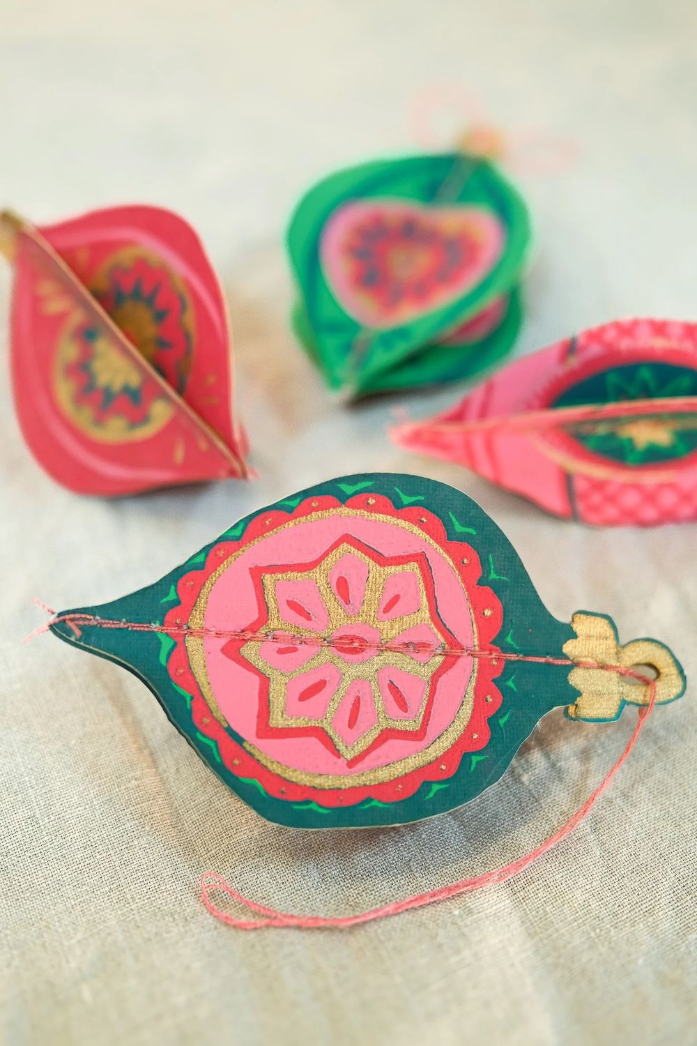 Paper Bauble Ornaments, Set of 4