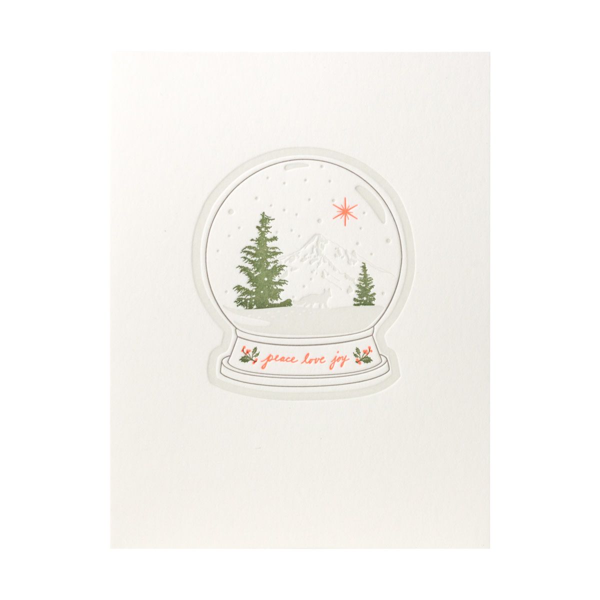 Peace Joy Love Snow Globe Letterpress Cards Box of 6