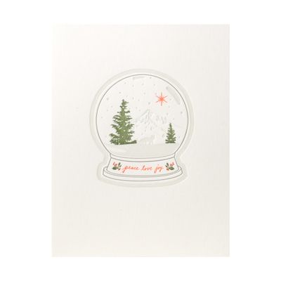 Peace Joy Love Snow Globe Letterpress Cards (box of 6)
