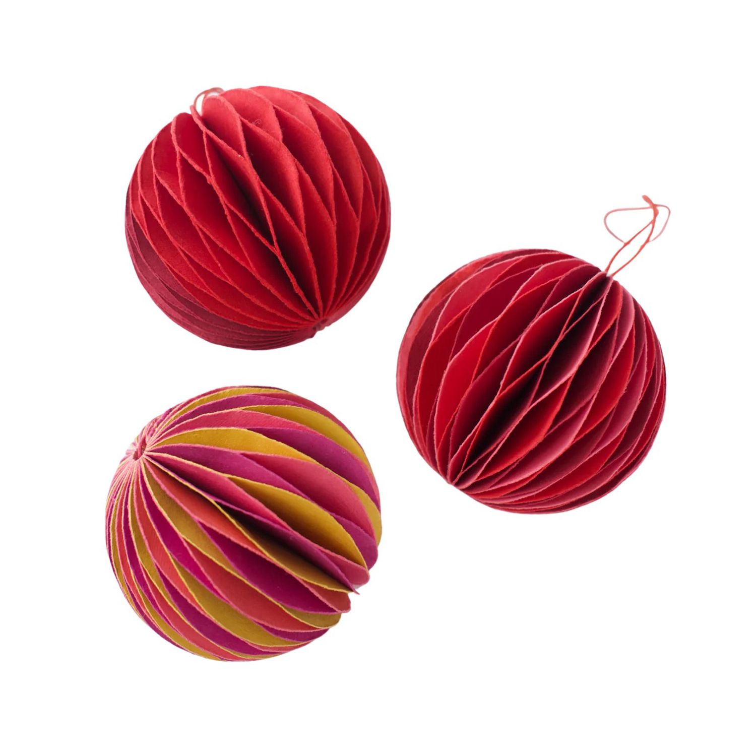Honeycomb Pink Baubles set of 3