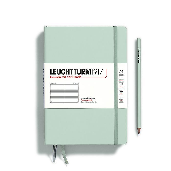 A5 Medium Hardcover Notebook Mint Green, Style: Ruled