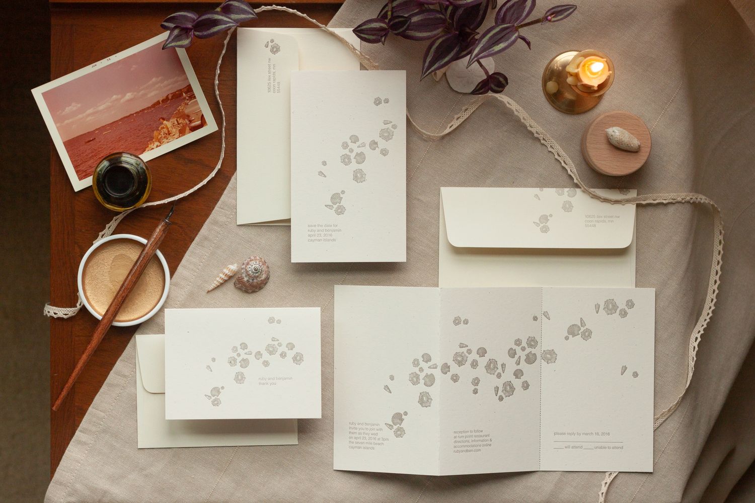 Gathered Shells Wedding Invitation