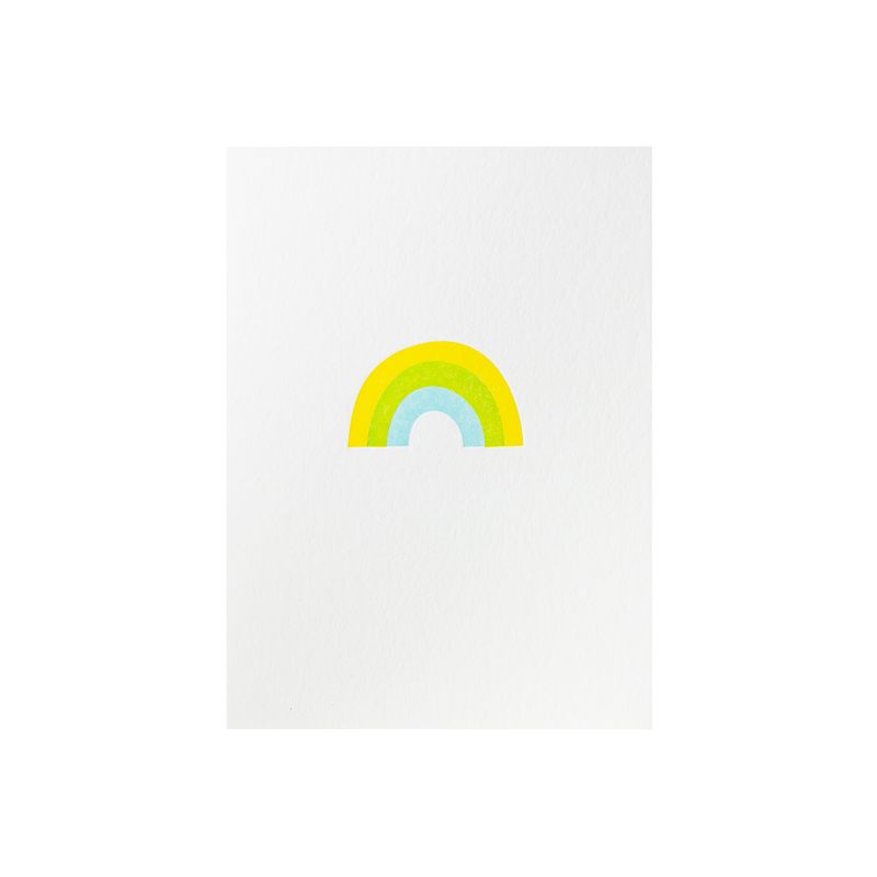 Yellow, Green, and Blue Rainbow Letterpress Card