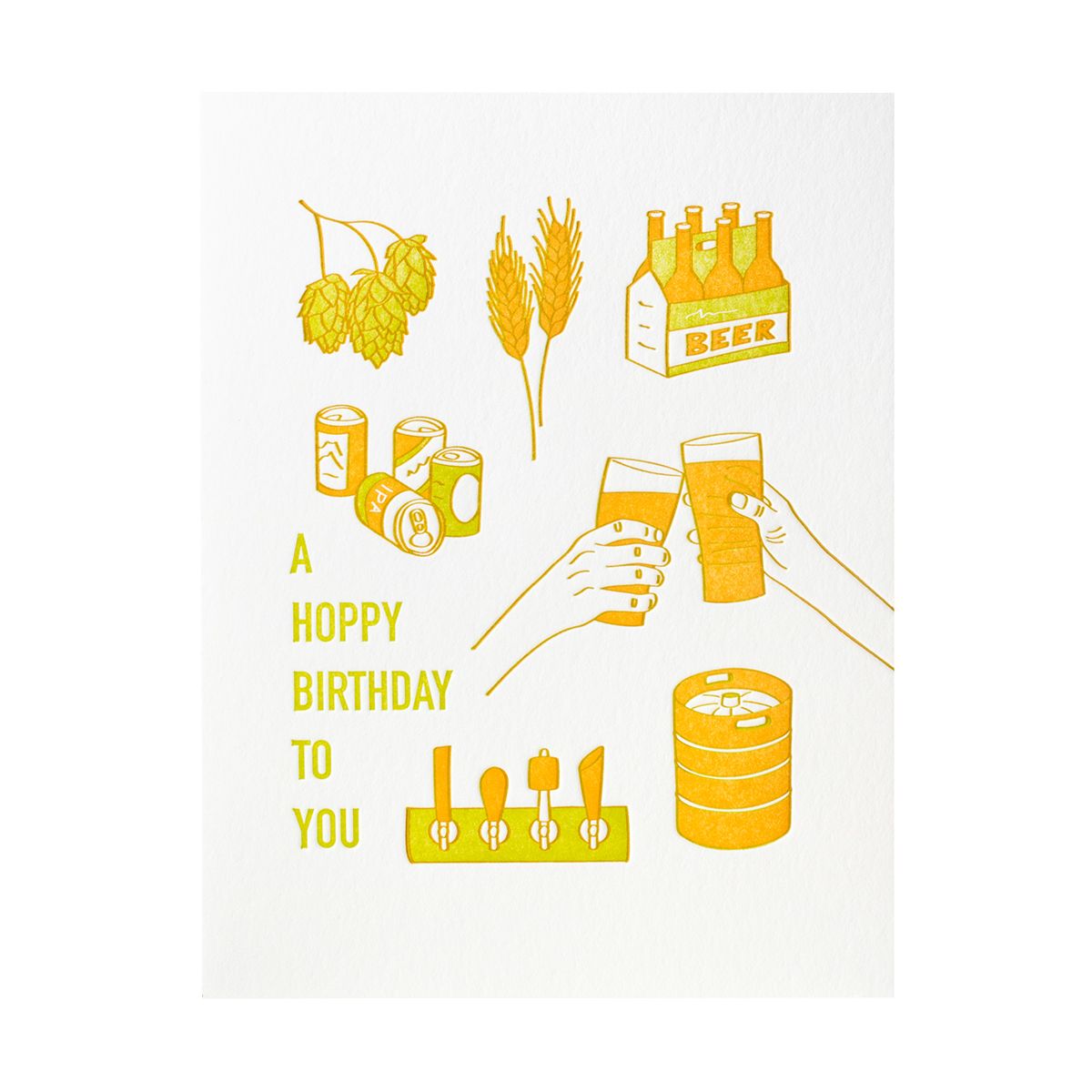 Hoppy Beer Birthday Letterpress Card