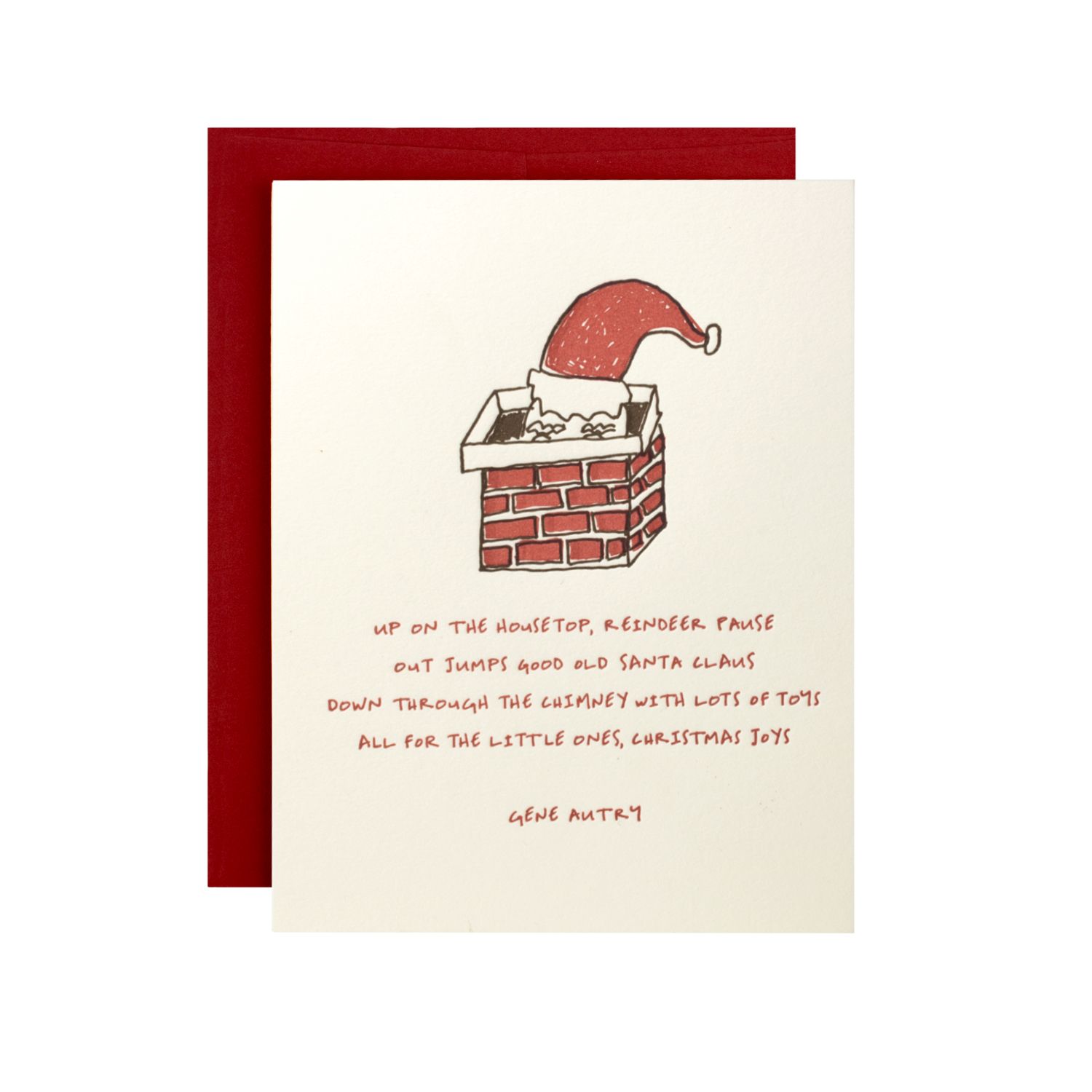 Down the Chimney Christmas Letterpress Card, Size: Single