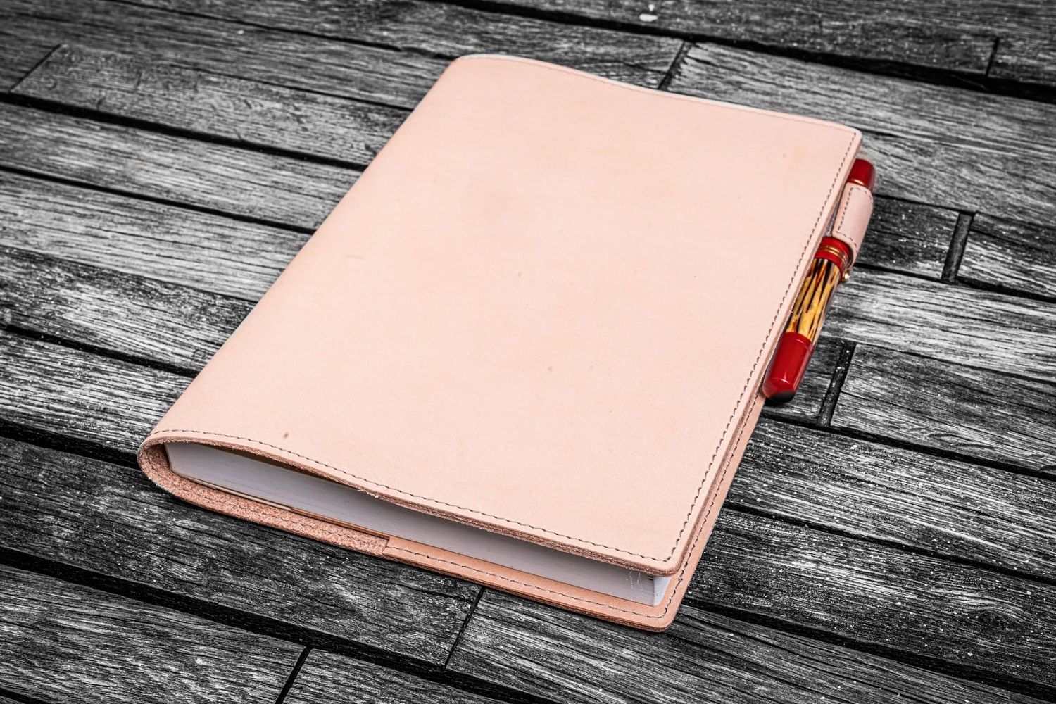 Leather Slim A5 Notebook &amp; Planner Cover - Undyed Leather