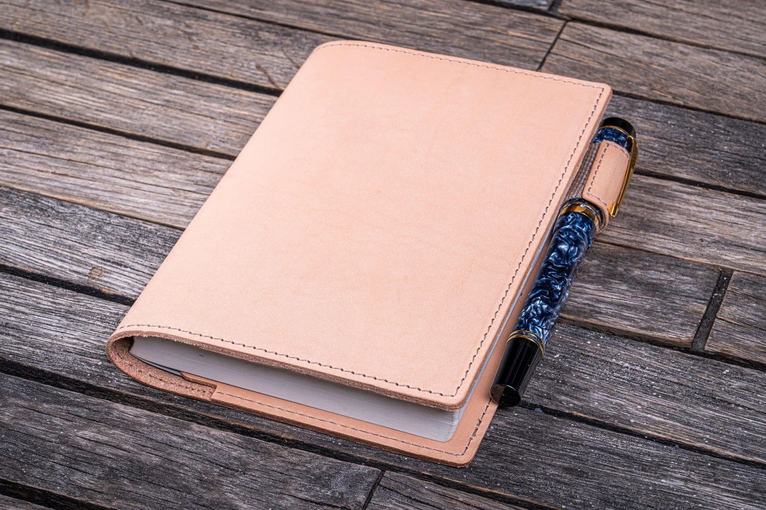 Leather Slim A6 Notebook &amp; Planner Cover - Undyed Leather