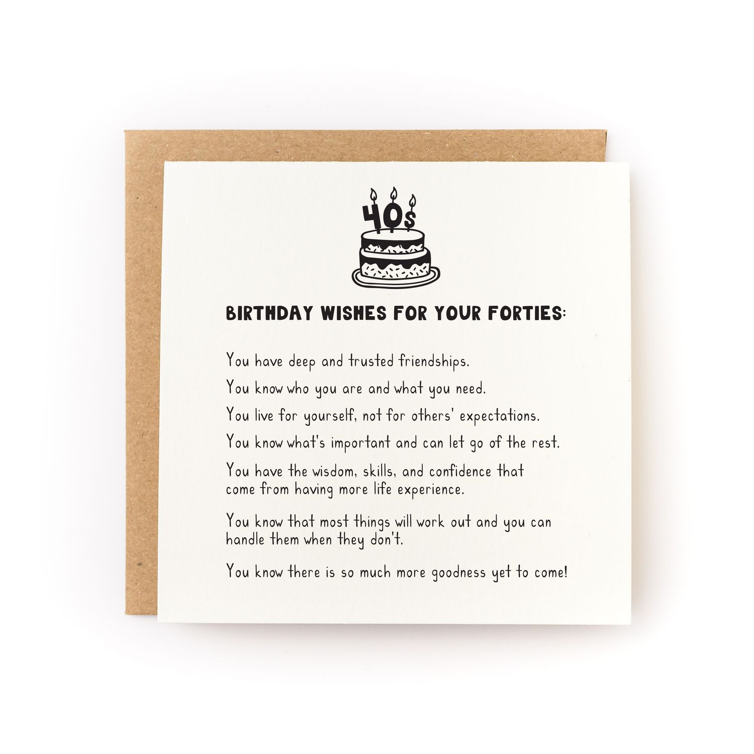 Forties Birthday Wishes Letterpress Card