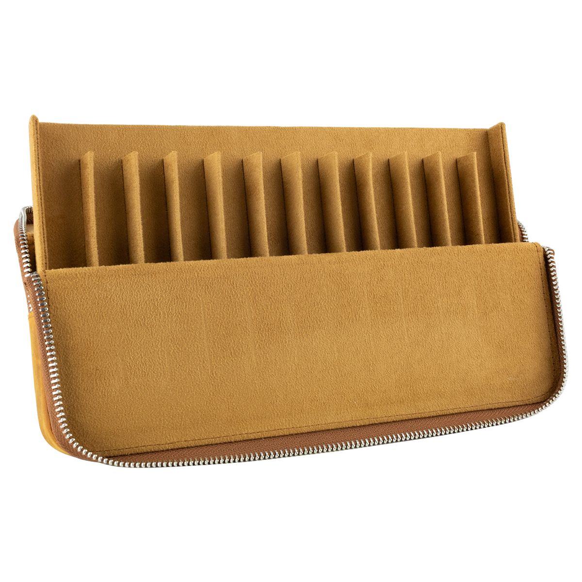 Galen Leather Magnum Opus 12 Pen Slot Zippered Hard Case with Removable Tray Crazy Horse Brown