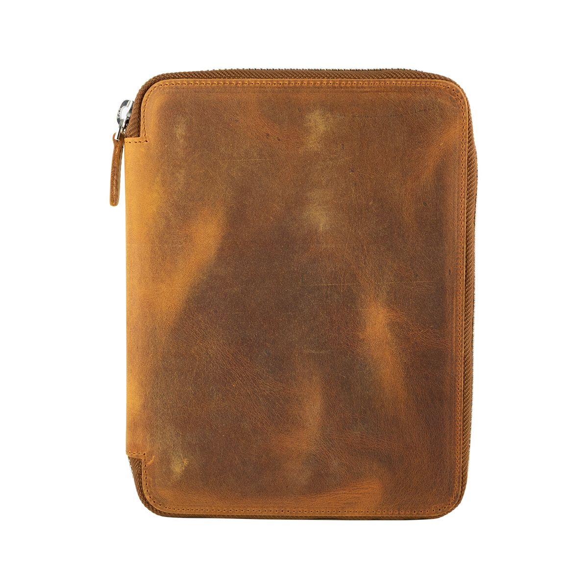 Leather 20 Pen Slot Zip Pouch Crazy Horse Brown