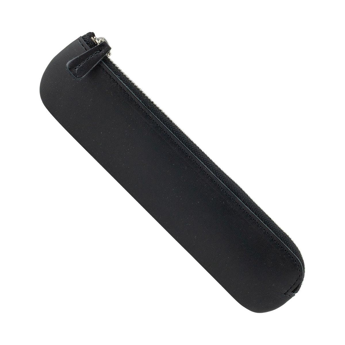 Galen Leather Zip Single Pen Pouch Black