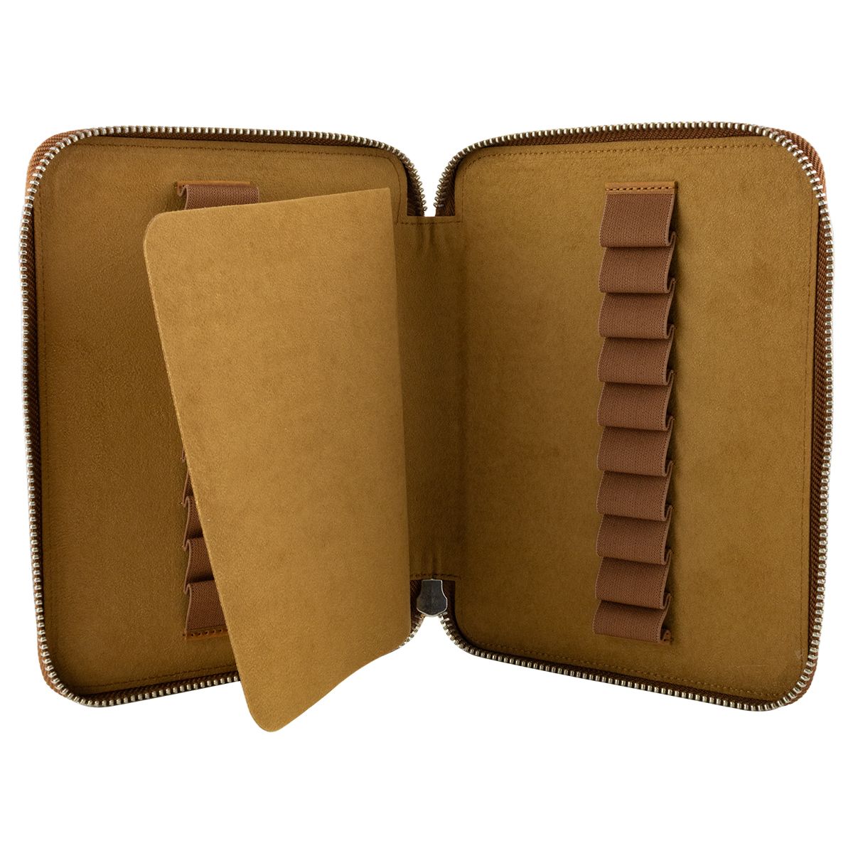 Leather 20 Pen Slot Zip Pouch Crazy Horse Brown