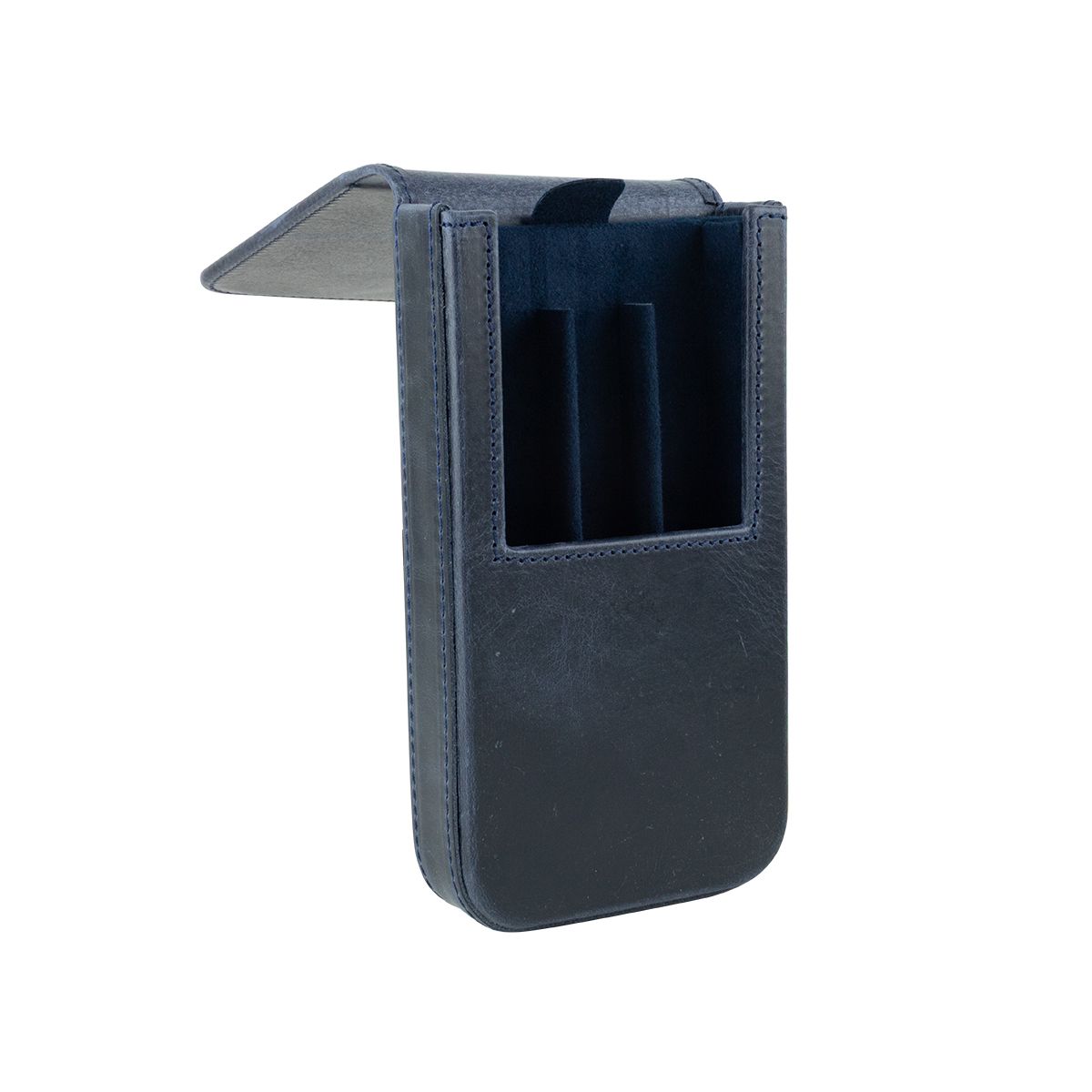 Leather Magnum Opus 3 Pen Slot Hard Case with Removable Tray Navy Blue