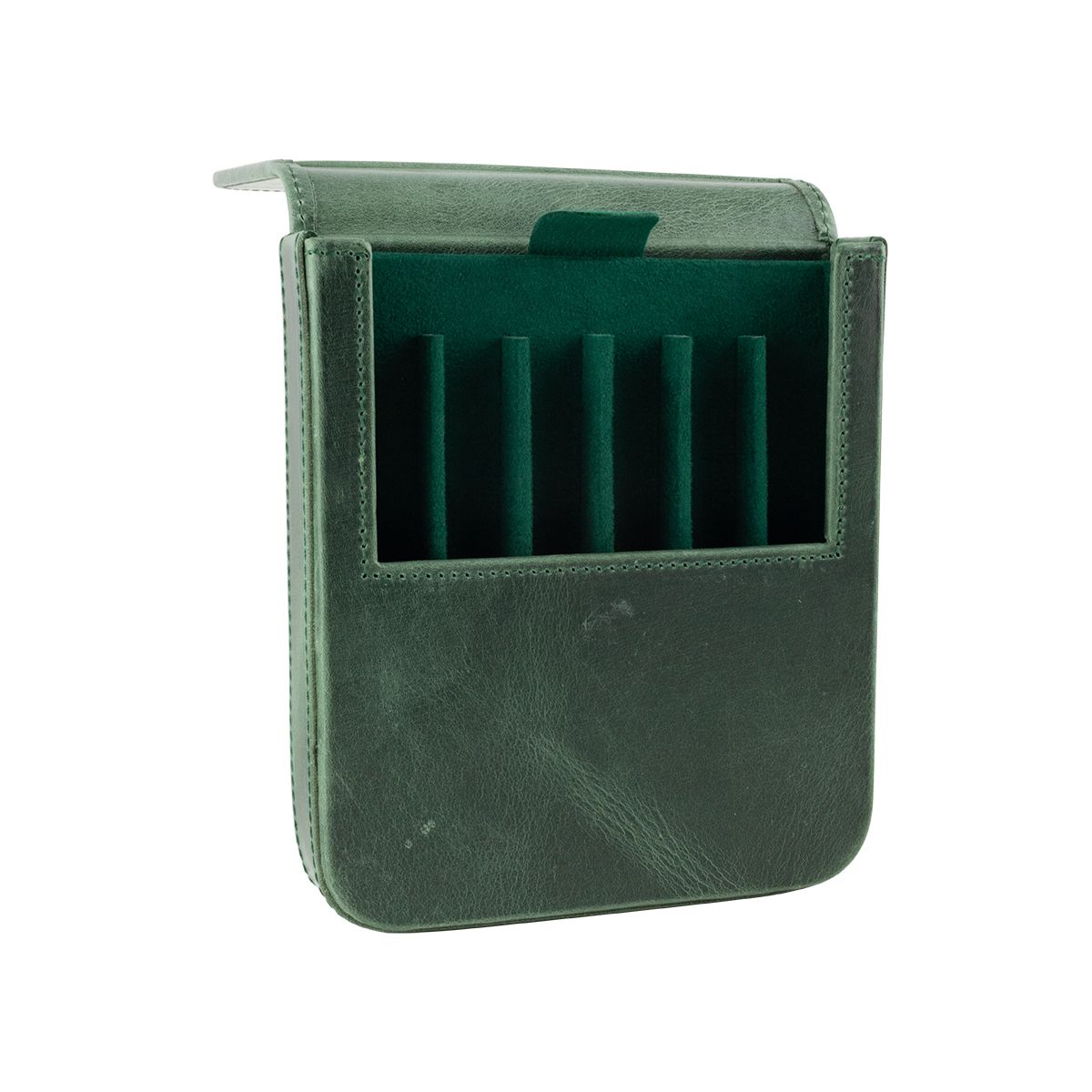 Leather Magnum Opus 6 Pen Slot Hard Case with Removable Tray Forest Green