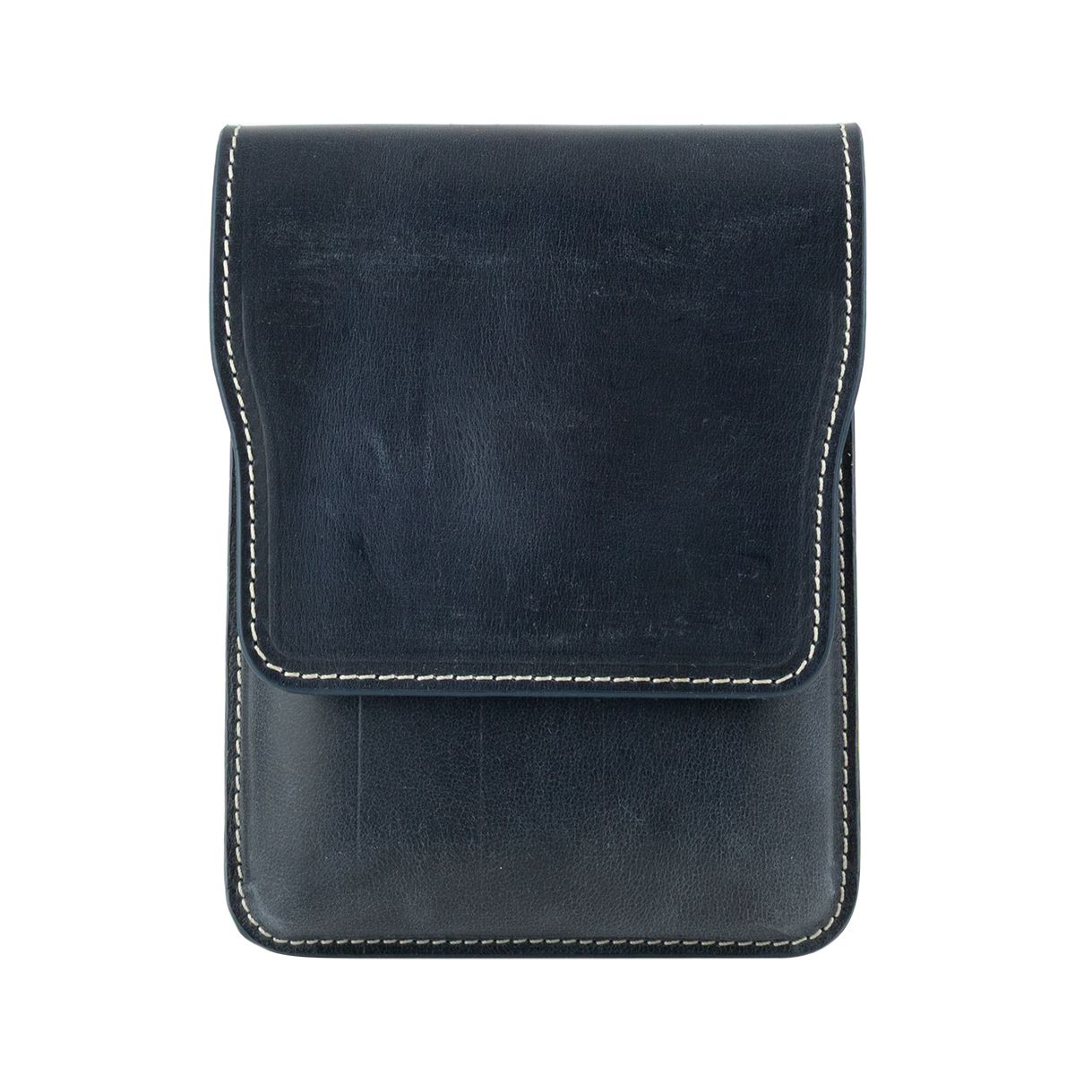 Leather 5 Pen Flap Case Navy Blue