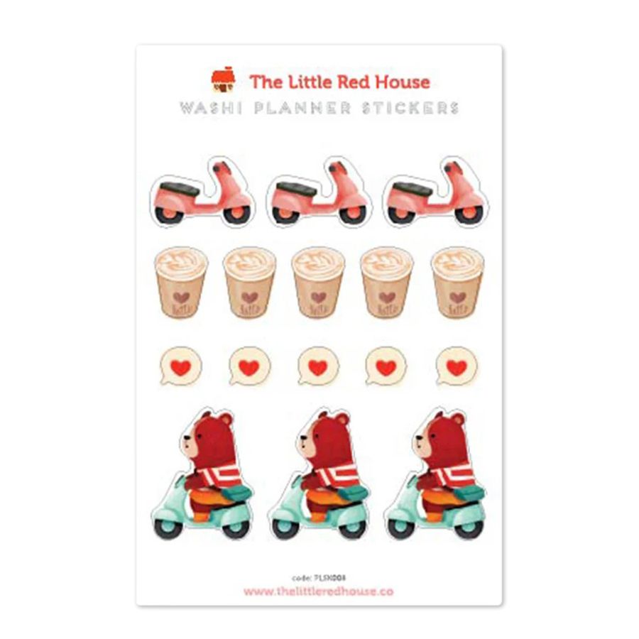 Scooter Bear Planner Washi Stickers