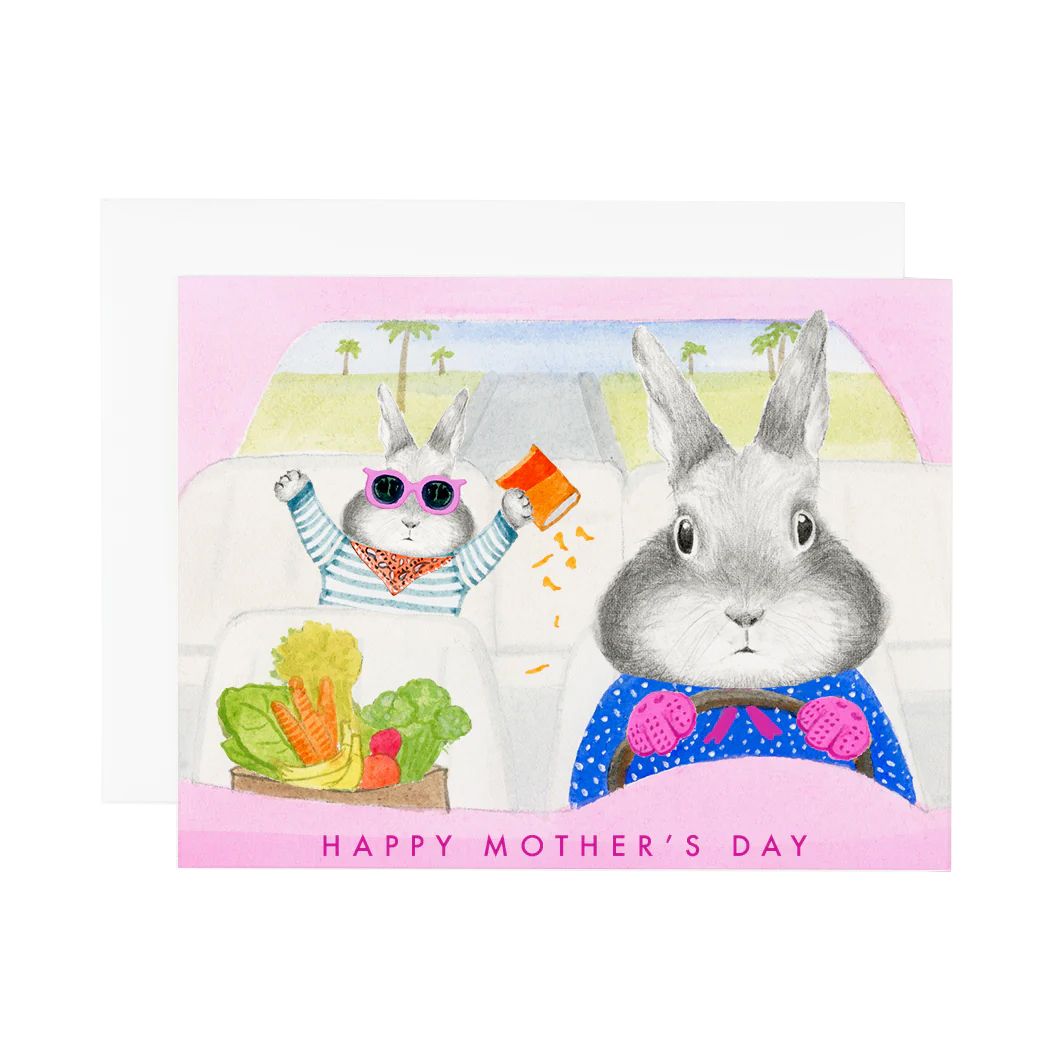 Driving Bunny Mother&#39;s Day Card