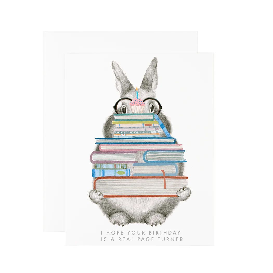 Page Turner Bunny Birthday Card