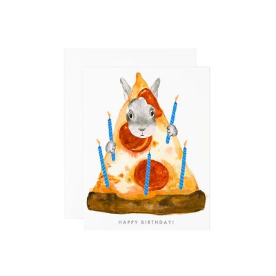 Pizza Bunny Birthday Card